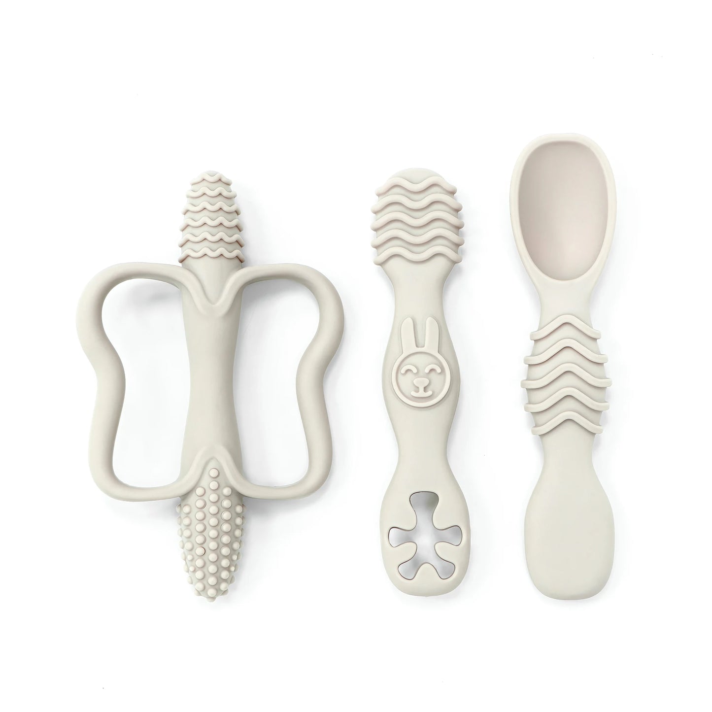 True Bub™ Baby Led Weaning 3-Piece Baby Teething Toy and Grippy Spoon Combo For Starting Solids