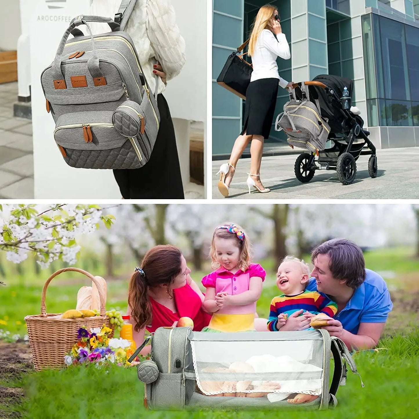True Bub™ WorldsWonder - Pull Out Bed Diaper Backpack Baby Travel Bag