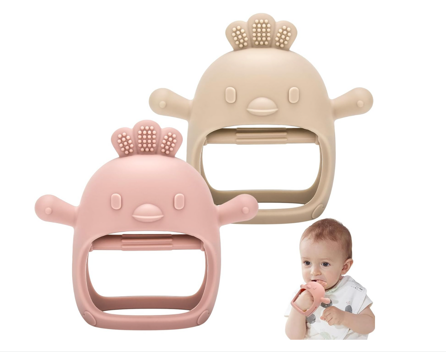 True Bub™ Twin Pack Birdy Soothing Glove - BPA Free Baby Grip Teething Mitten Toy