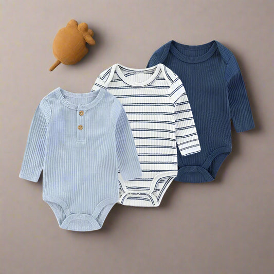 True Bub™ Baby Essentials Cotton Long Sleeve Bodysuit 3 Pcs Set 0-12M