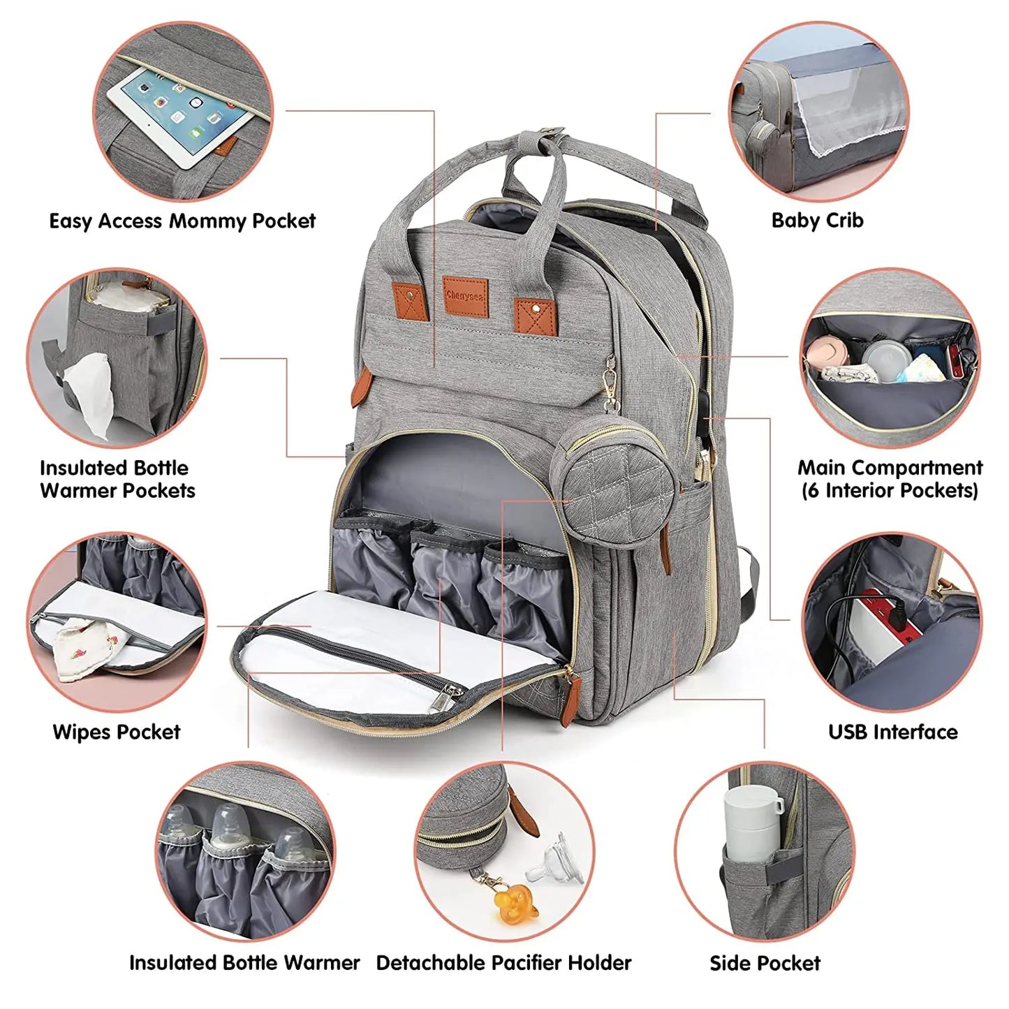 True Bub™ WorldsWonder - Pull Out Bed Diaper Backpack Baby Travel Bag