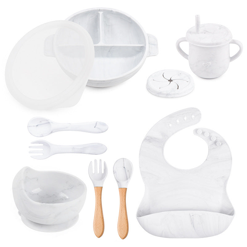 True Bub™ Starting Steading - BPA Free Silicone Baby Cutlery Set For Feeding, Baby Led Weaning Solids Plate with Lid 10pcs