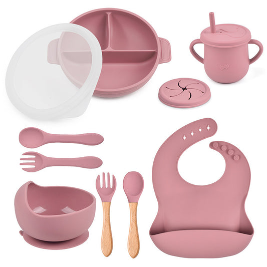 True Bub™ Starting Steading - BPA Free Silicone Baby Cutlery Set For Feeding, Baby Led Weaning Solids Plate with Lid 10pcs