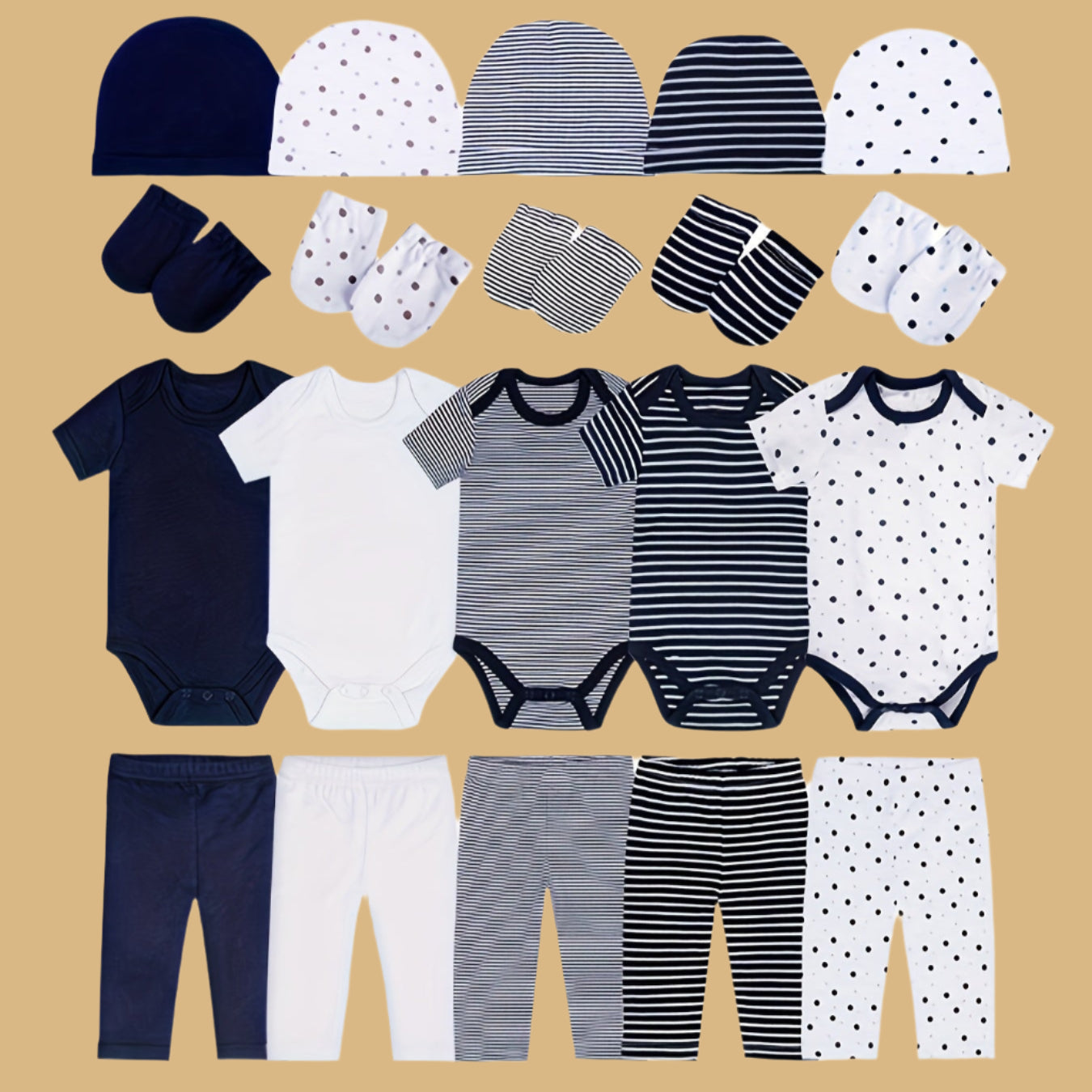 True Bub™  Essentials Baby Cotton Set - Mixed Navy 5 Set