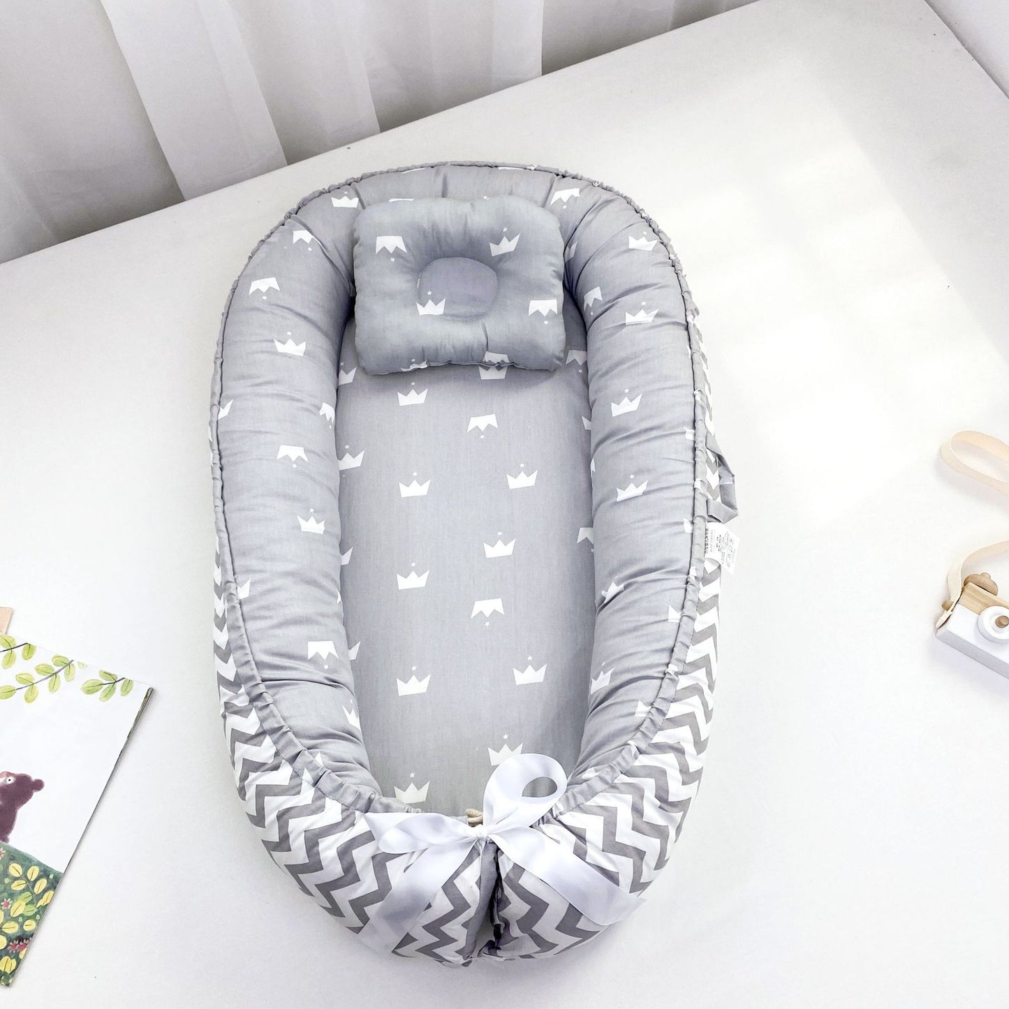 True Bub™ Baby Lounger - Pure Cotton Baby Portable Nest
