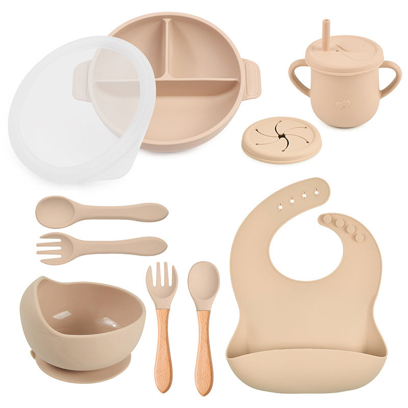 True Bub™ Starting Steading - BPA Free Silicone Baby Cutlery Set For Feeding, Baby Led Weaning Solids Plate with Lid 10pcs