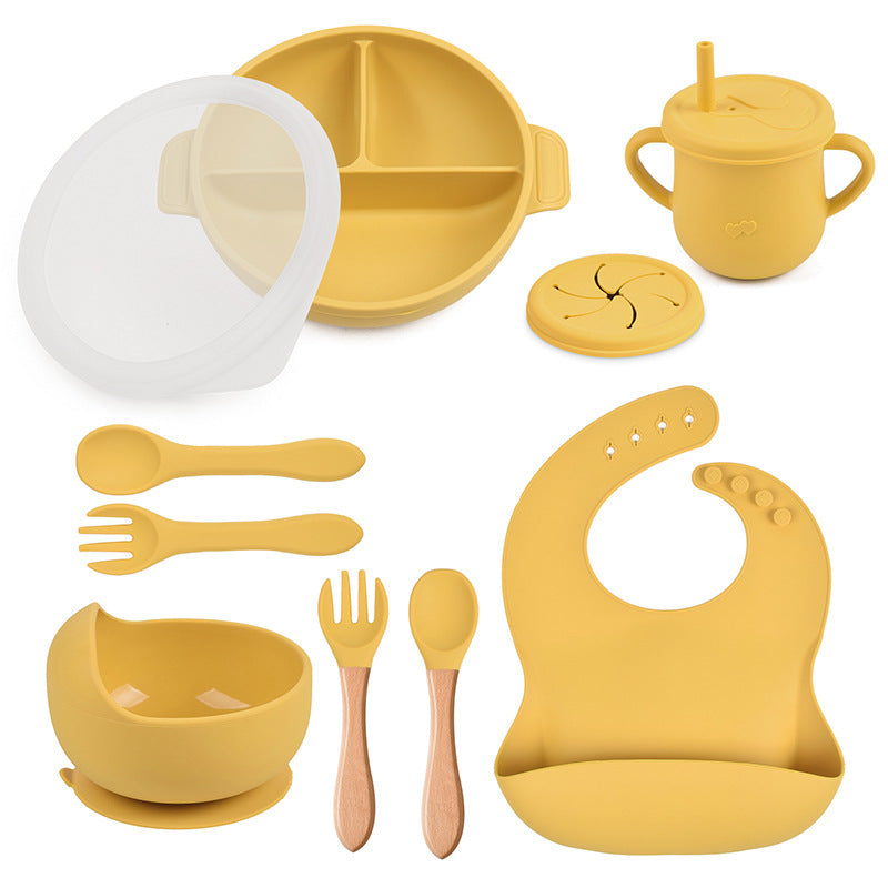 True Bub™ Starting Steading - BPA Free Silicone Baby Cutlery Set For Feeding, Baby Led Weaning Solids Plate with Lid 10pcs