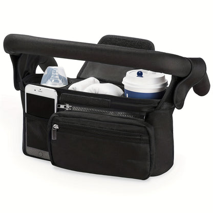 True Bub™ Insulated Premium Stroller Organizer - Cup Holders, Phone Bag, Shoulder Strap