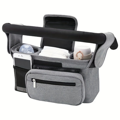 True Bub™ Insulated Premium Stroller Organizer - Cup Holders, Phone Bag, Shoulder Strap