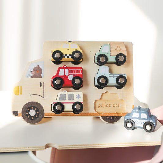 VroomQuest - Creative Wooden Car Shape Matching Toy