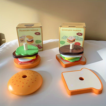 Burger Sandwich - Pretend Food Stack Toy Hand-Eye Coordination