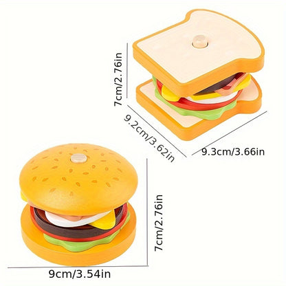 Burger Sandwich - Pretend Food Stack Toy Hand-Eye Coordination