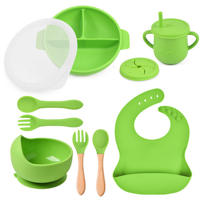 True Bub™ Starting Steading - BPA Free Silicone Baby Cutlery Set For Feeding, Baby Led Weaning Solids Plate with Lid 10pcs