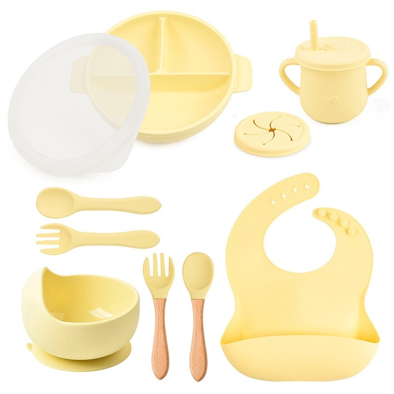 True Bub™ Starting Steading - BPA Free Silicone Baby Cutlery Set For Feeding, Baby Led Weaning Solids Plate with Lid 10pcs