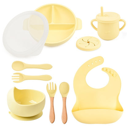 True Bub™ Starting Steading - BPA Free Silicone Baby Cutlery Set For Feeding, Baby Led Weaning Solids Plate with Lid 10pcs