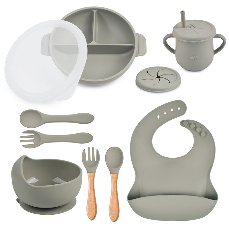 True Bub™ Starting Steading - BPA Free Silicone Baby Cutlery Set For Feeding, Baby Led Weaning Solids Plate with Lid 10pcs