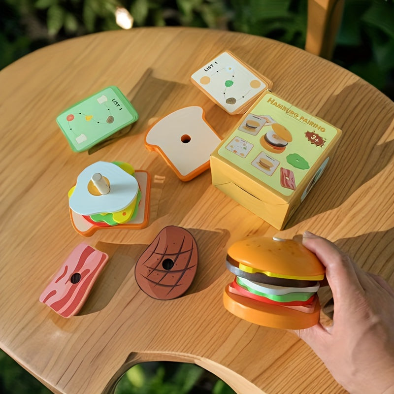 Burger Sandwich - Pretend Food Stack Toy Hand-Eye Coordination