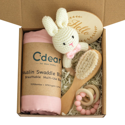 True Bub™ Love Me Dear - Baby Cotton Blanket & Toy Gift Set