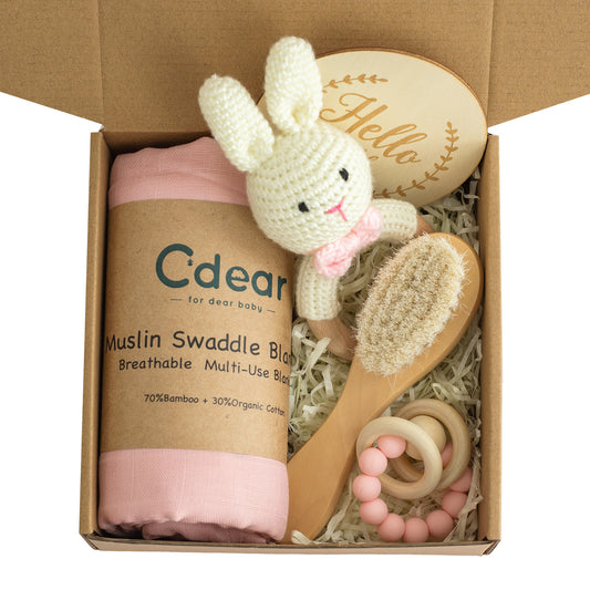 True Bub™ Love Me Dear - Baby Cotton Blanket & Toy Gift Set