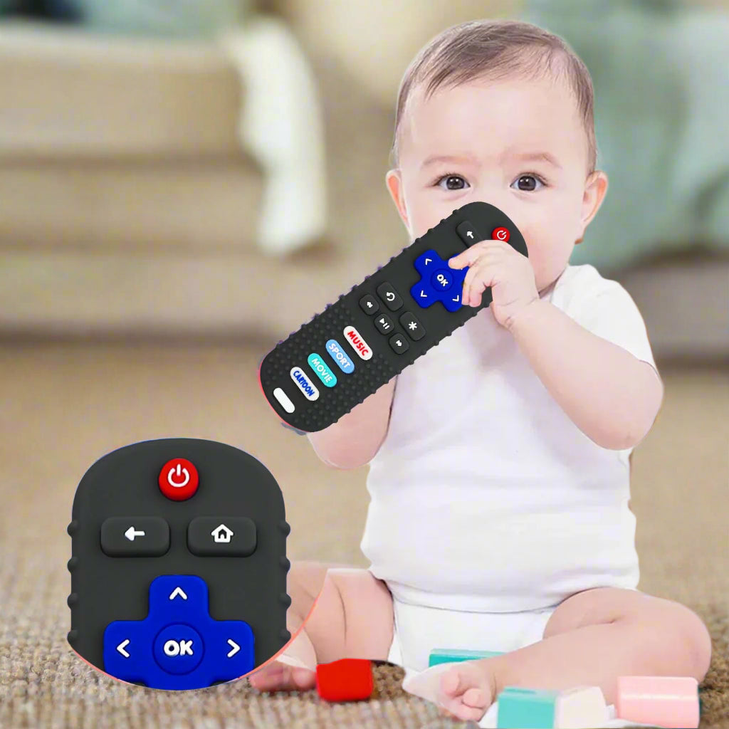 True Bub™ Romo Play - TV Remote Control Shape Silicone Toddler Teething Toys for Babies 2Pk
