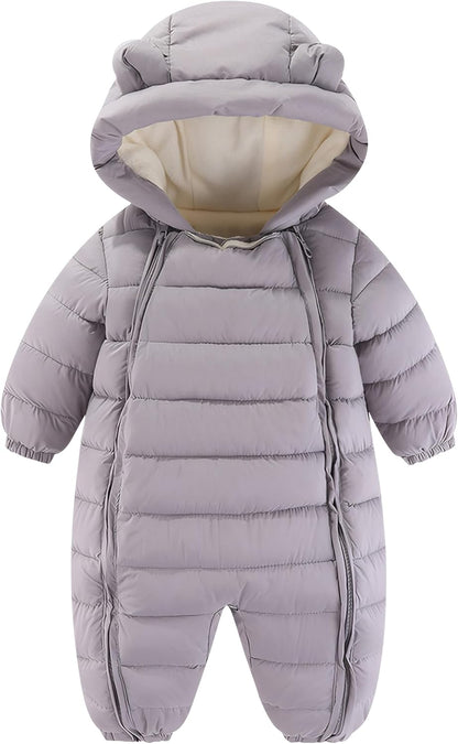 True Bub™ Baby Insulated Winter Snowsuit Double Zips Hooded Romper Fleece Warm Jumpsuit