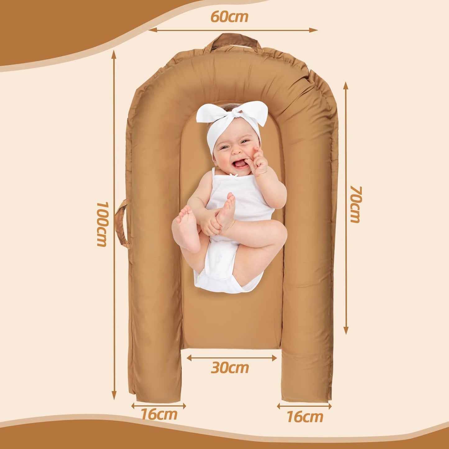 True Bub™ Harley Baby Lounger - Portable Baby Nest, Soft Breathable Cotton Reversible Unisex Infant Bed