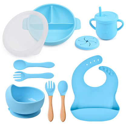 True Bub™ Starting Steading - BPA Free Silicone Baby Cutlery Set For Feeding, Baby Led Weaning Solids Plate with Lid 10pcs