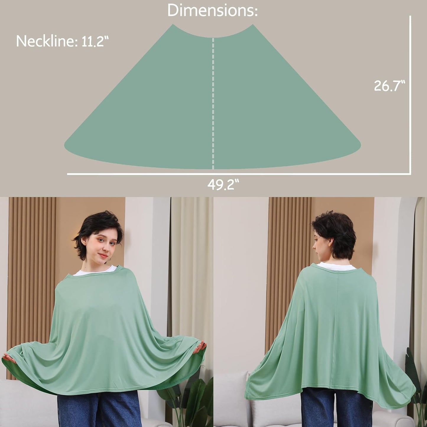 True Bub™ Stretch Seejoy Nursing Cover for Breastfeeding, 360°Full Coverage Nursing Poncho, Rayon Soft & Breathable Breastfeeding Cover up