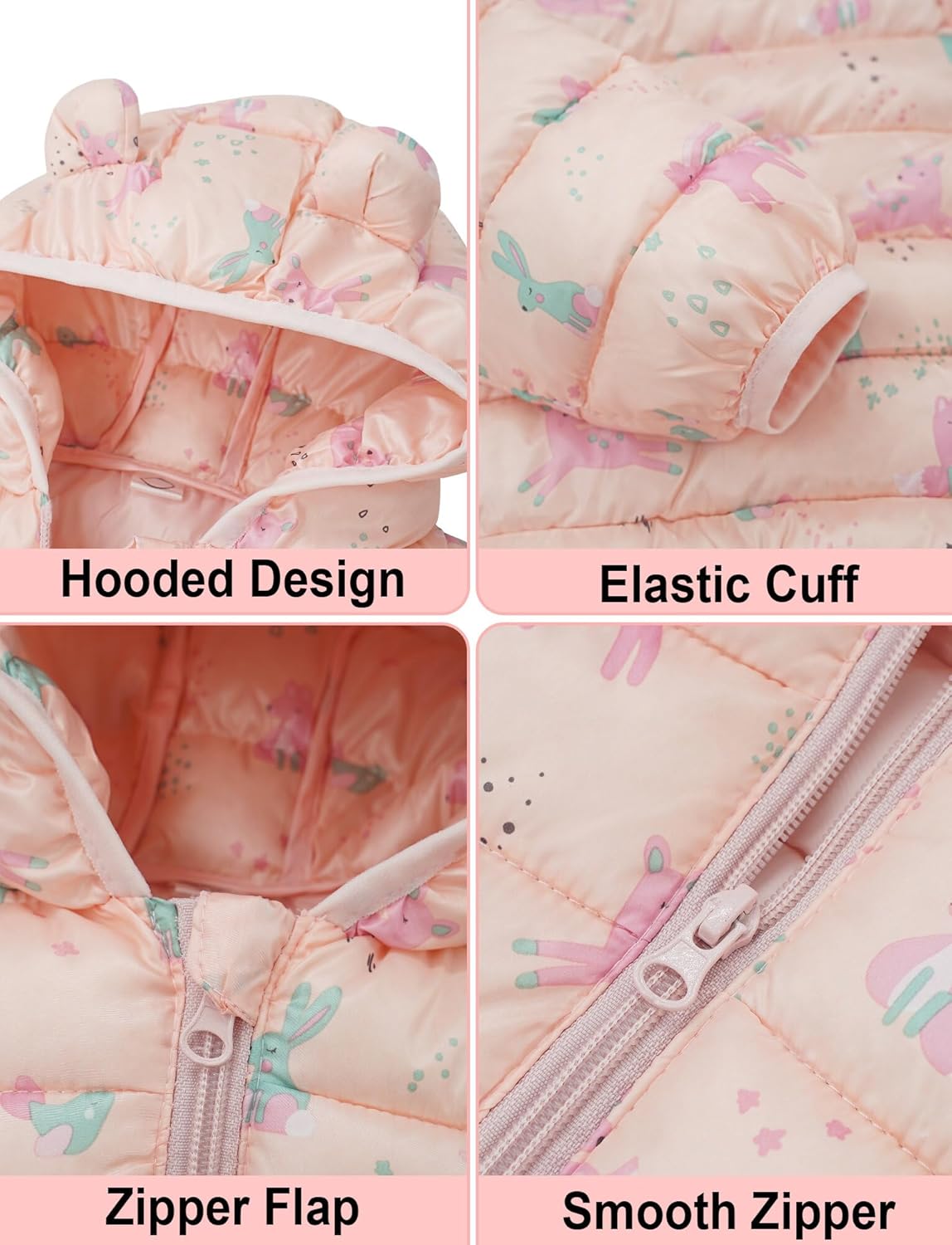 True Bub™ Winter Puffer Jacket Kids Thicken Warm Hooded Coat Lightweight Waterproof 0-4 Years