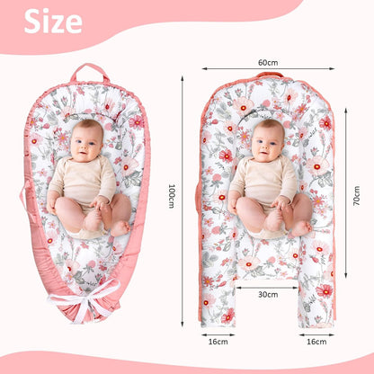 True Bub™ Louisa Baby Lounger - Portable Baby Nests, Baby Lounger for Newborn, Breathable Cotton