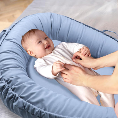 True Bub™ Harley Baby Lounger - Portable Baby Nest, Soft Breathable Cotton Reversible Unisex Infant Bed
