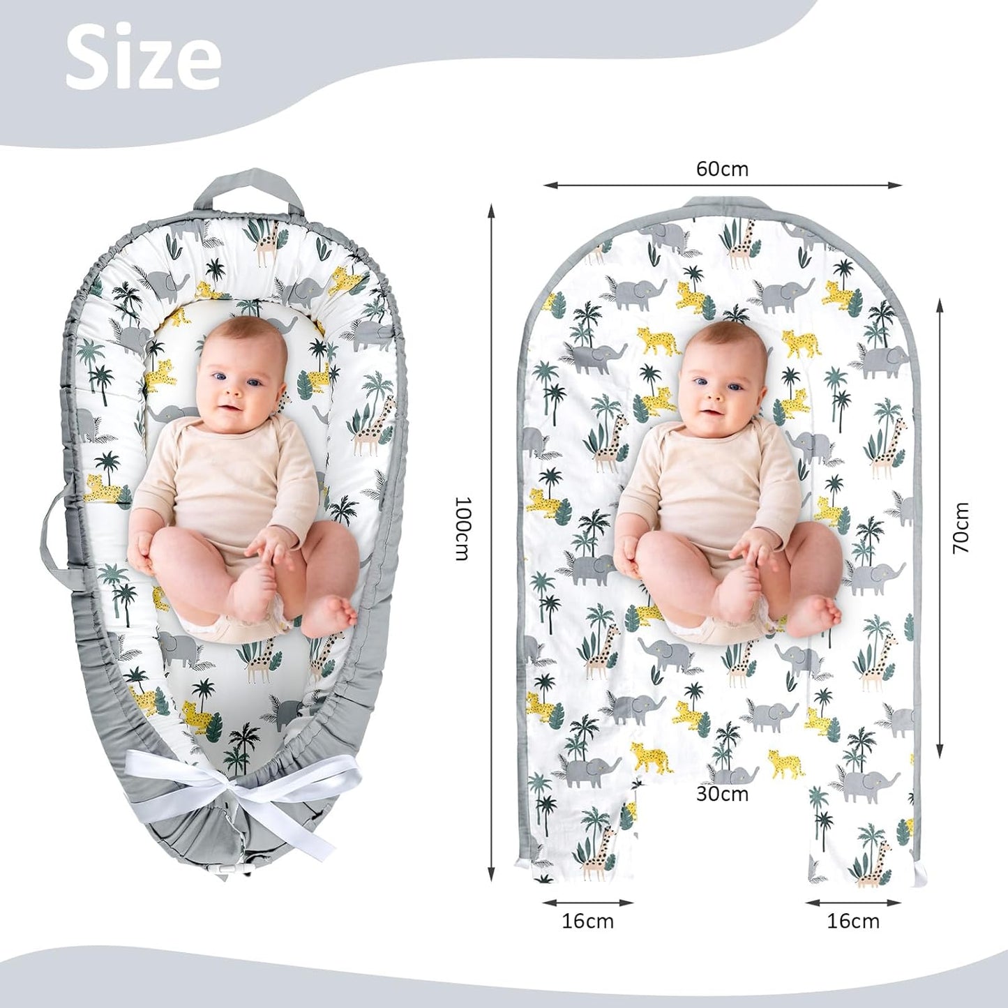 True Bub™ Louisa Baby Lounger - Portable Baby Nests, Baby Lounger for Newborn, Breathable Cotton