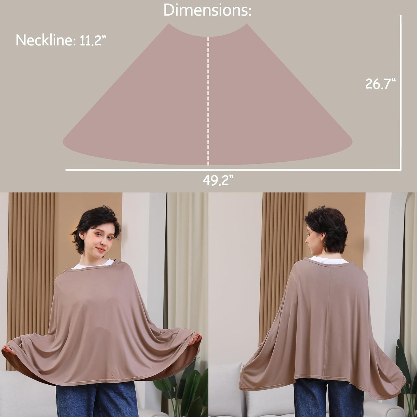 True Bub™ Stretch Seejoy Nursing Cover for Breastfeeding, 360°Full Coverage Nursing Poncho, Rayon Soft & Breathable Breastfeeding Cover up