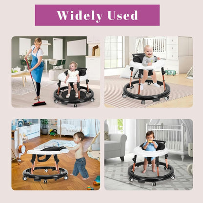 True Bub™ Grow With Me Foldable Anti-Rollover 5 Height Adjustable Baby Walker Aluminum Frame for 6-18 Months Infants