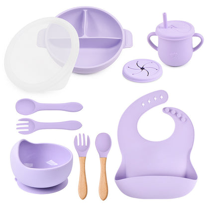 True Bub™ Starting Steading - BPA Free Silicone Baby Cutlery Set For Feeding, Baby Led Weaning Solids Plate with Lid 10pcs
