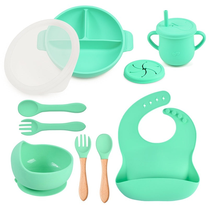 True Bub™ Starting Steading - BPA Free Silicone Baby Cutlery Set For Feeding, Baby Led Weaning Solids Plate with Lid 10pcs