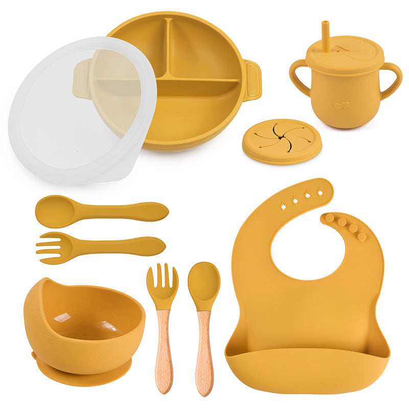 True Bub™ Starting Steading - BPA Free Silicone Baby Cutlery Set For Feeding, Baby Led Weaning Solids Plate with Lid 10pcs