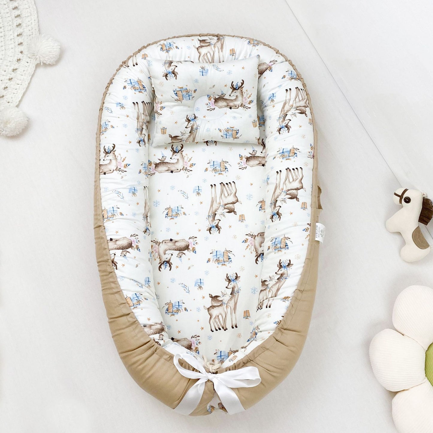 True Bub™ Baby Lounger - Pure Cotton Baby Portable Nest