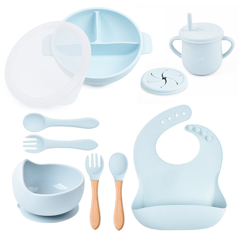 True Bub™ Starting Steading - BPA Free Silicone Baby Cutlery Set For Feeding, Baby Led Weaning Solids Plate with Lid 10pcs