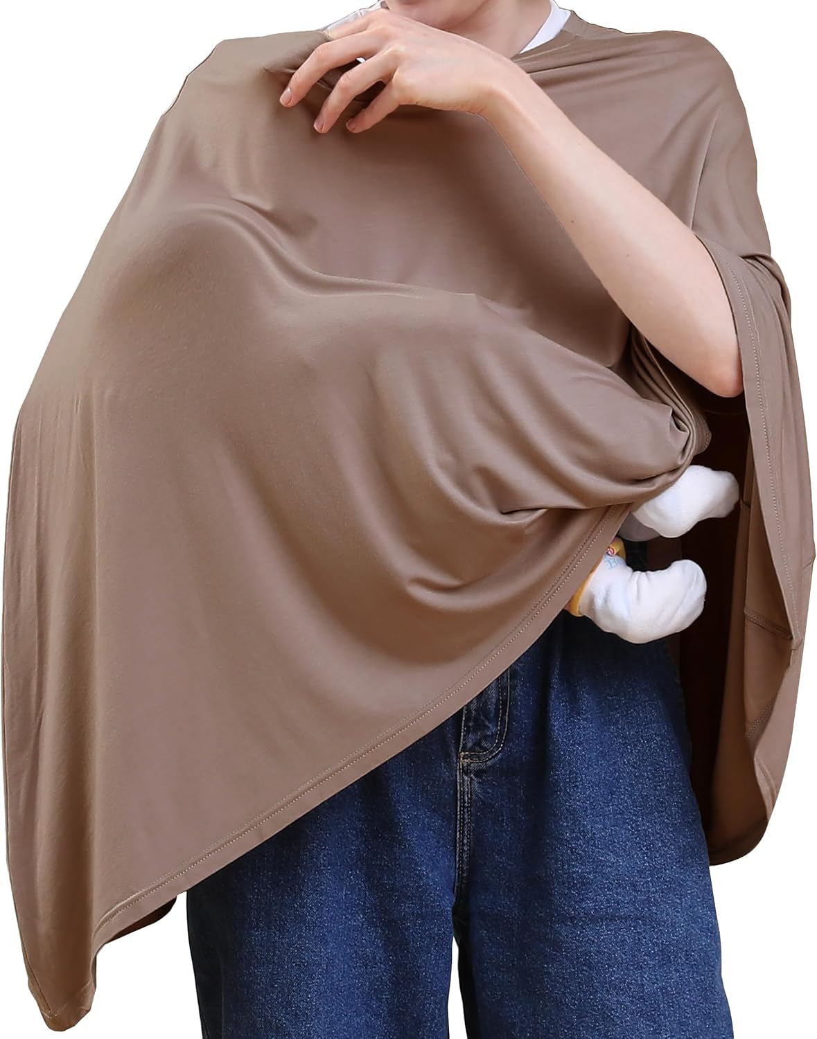 True Bub™ Stretch Seejoy Nursing Cover for Breastfeeding, 360°Full Coverage Nursing Poncho, Rayon Soft & Breathable Breastfeeding Cover up
