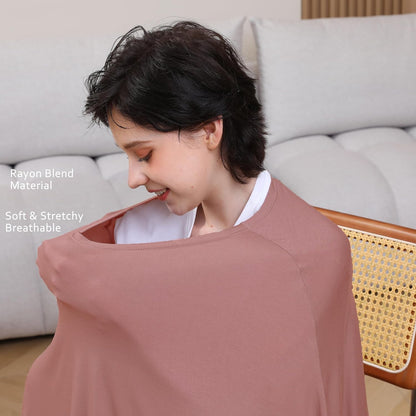 True Bub™ Stretch Seejoy Nursing Cover for Breastfeeding, 360°Full Coverage Nursing Poncho, Rayon Soft & Breathable Breastfeeding Cover up