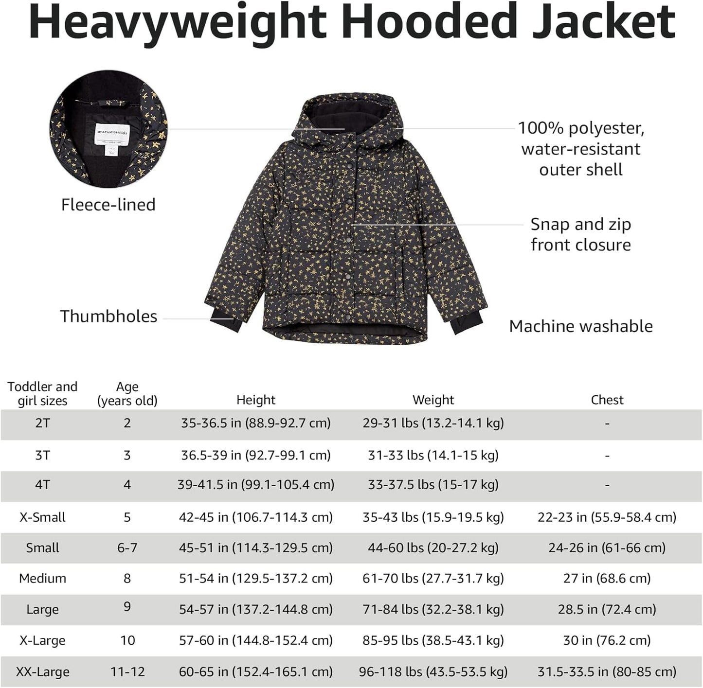 True Bub™ Essentials Girls' Insulated Heavyweight Hooded Puffer Jacket