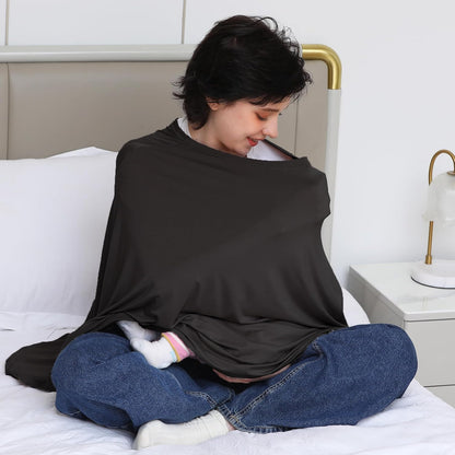 True Bub™ Stretch Seejoy Nursing Cover for Breastfeeding, 360°Full Coverage Nursing Poncho, Rayon Soft & Breathable Breastfeeding Cover up