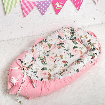 True Bub™ Louisa Baby Lounger - Portable Baby Nests, Baby Lounger for Newborn, Breathable Cotton