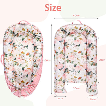 True Bub™ Louisa Baby Lounger - Portable Baby Nests, Baby Lounger for Newborn, Breathable Cotton