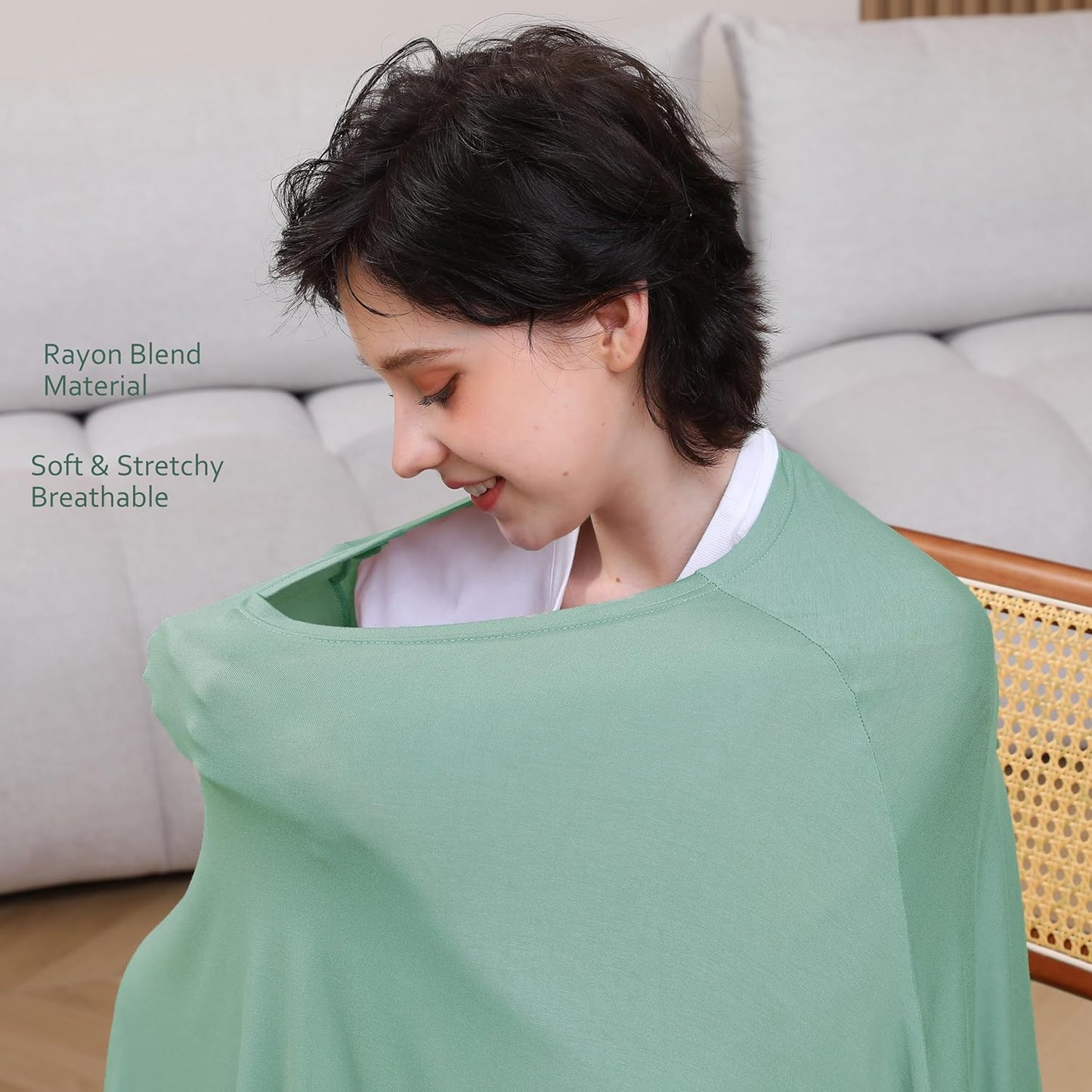 True Bub™ Stretch Seejoy Nursing Cover for Breastfeeding, 360°Full Coverage Nursing Poncho, Rayon Soft & Breathable Breastfeeding Cover up