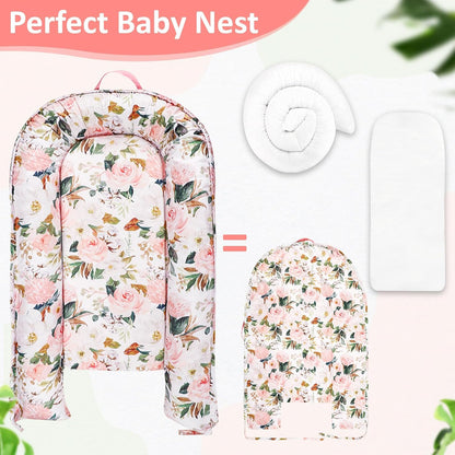 True Bub™ Louisa Baby Lounger - Portable Baby Nests, Baby Lounger for Newborn, Breathable Cotton