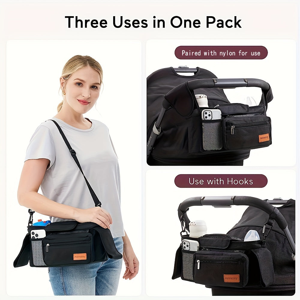 True Bub™ Insulated Premium Stroller Organizer - Cup Holders, Phone Bag, Shoulder Strap