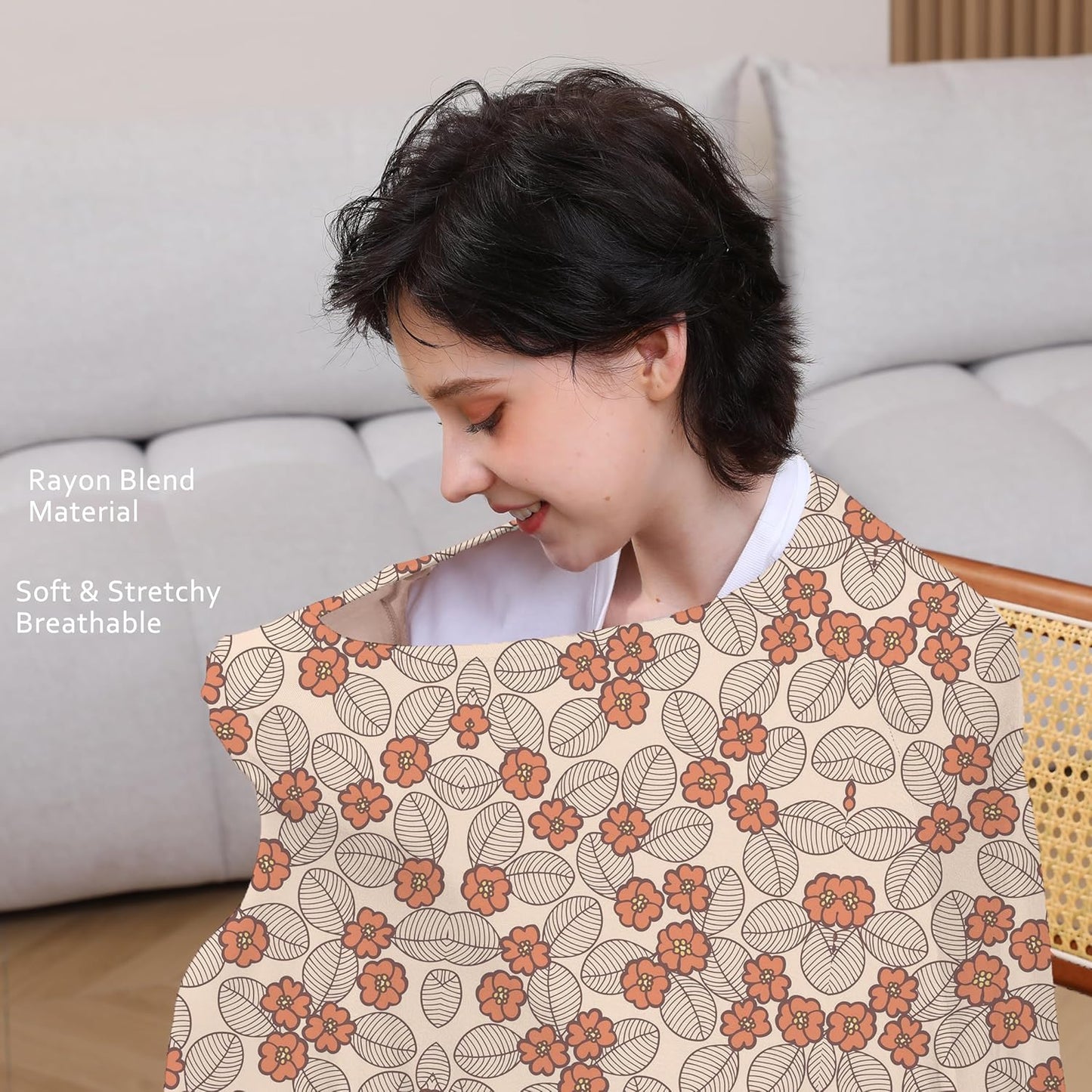 True Bub™ Stretch Seejoy Nursing Cover for Breastfeeding, 360°Full Coverage Nursing Poncho, Rayon Soft & Breathable Breastfeeding Cover up