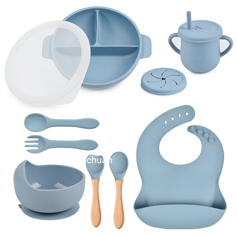 True Bub™ Starting Steading - BPA Free Silicone Baby Cutlery Set For Feeding, Baby Led Weaning Solids Plate with Lid 10pcs